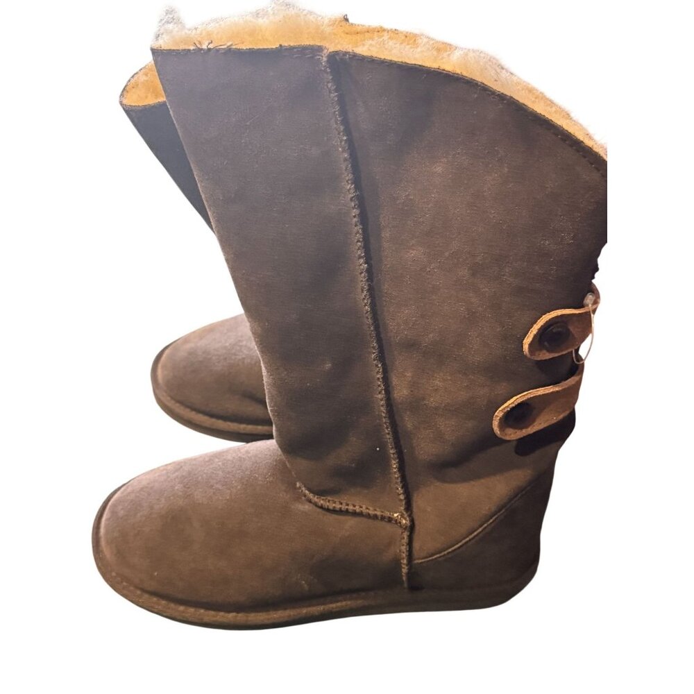 EMU Womens Merino Wool-Lined Brown Suede Boots Button Detailing Size W10 - Picture 6 of 11